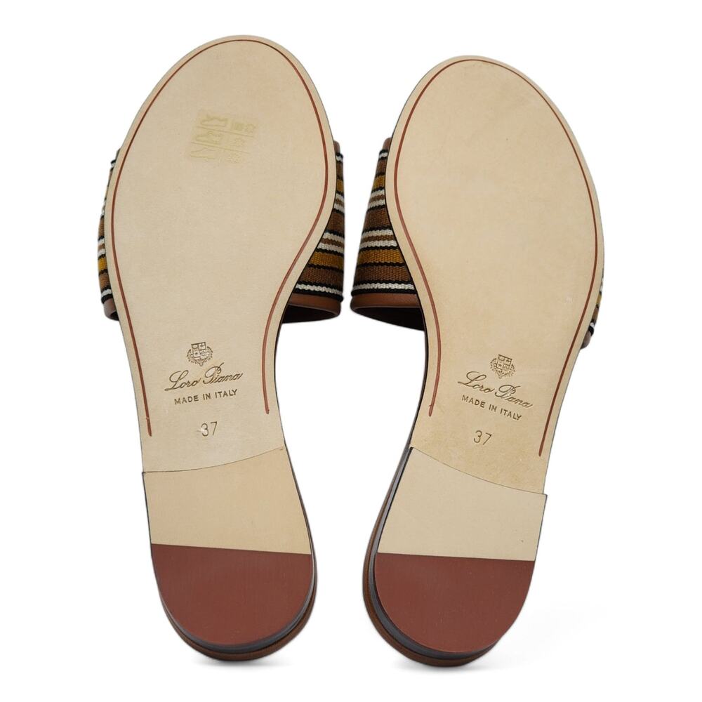 Loro Piana The Suitcase Stripe Flat Sandals in Brown - Picture 10 of 11